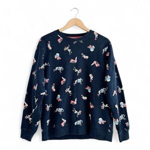 UNDEFEATED All Over Print Navy Blue Stussy Crewneck Sweatshirt Size Medium